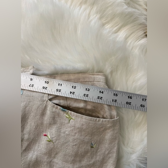 Talbots vintage Irish linen wide leg floral embroidered pants size- see pics - Picture 7 of 9